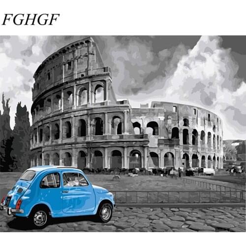 FGHGF Frameless Waterside Town DIY Painting By Numbers Picture Wall Art Hand Painted Oil Painting Scenery Home