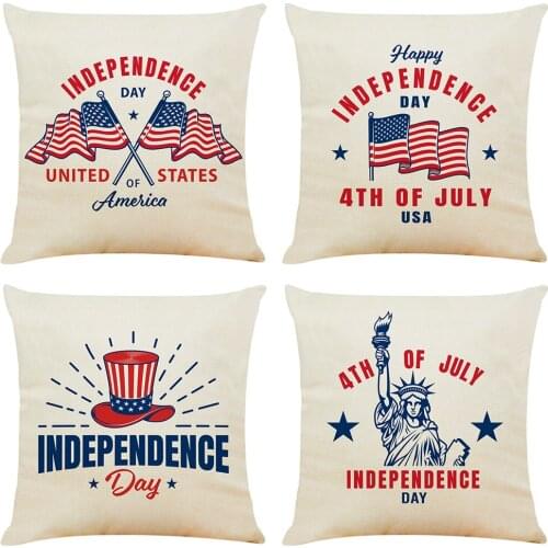 Independence Day Cushion Cover Hoga Decorative Pillow funda cojines 45x45 housse de coussin Nordic Pillow Cover for Sofa Car
