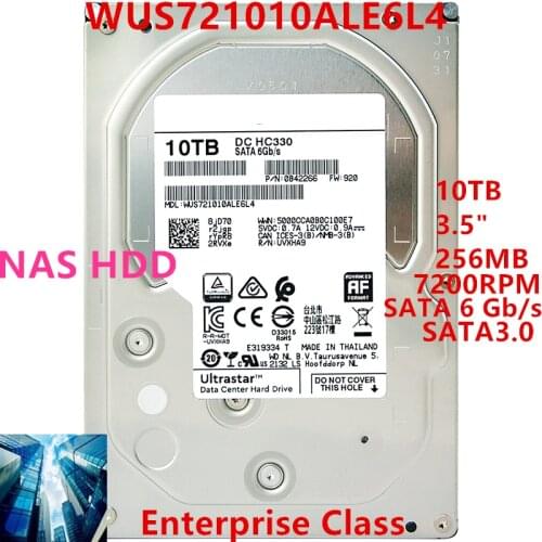New HDD For WD Brand 10TB 3.5" SATA 6 Gb/s 256MB 7200RPM For Internal HDD For Enterprise Class HDD For WUS721010ALE6L4