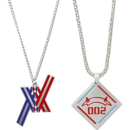 Anime Darling In The FRANXX 02 Zero Two Necklace Metal Cosplay Pendant Necklace Women Men Choker Statement Colar Gift