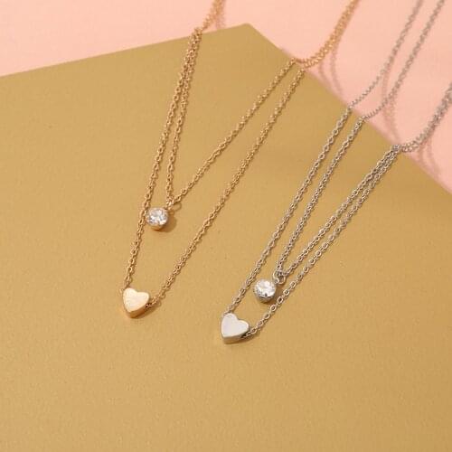 XUAN NGAN Sweet Jewelry Simple Design Small Heart Necklace With Delicate Crystal Pendant Necklace Women Gift Jewelry Wholesale