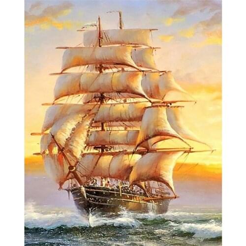 Sailboat Diamond Painter Decorates the Wall with Diamond Painting Picture Home Hotel Office Decoration