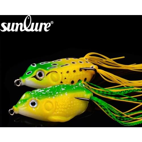 Sunlure 1PX Fish Frog Soft Bait 5.5g-11.5g-13g Carp Fishing Lure Topwater Artificial Soft Lure Double Hooks Ray Frog Bait