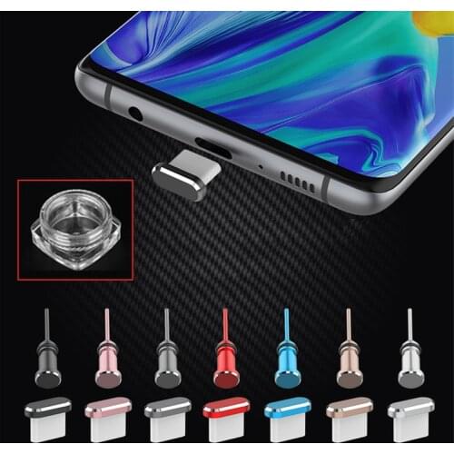 Type C Charging Port Phone Dust Plug 3.5mm Earphone Jack Protector For Samsung Z Fold2 Galaxy S21/Ultra A52 Redmi Note 10 Huawei