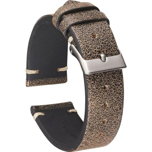 BEAFIRY Genuine Leather Watch Band 22mm 20mm 19mm18mm Watchband Strap Brown for Men Women compatible with Fossil Black Brown Red