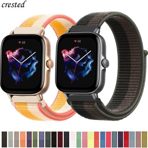 20mm/22mm watch band For Amazfit GTS/2/2e/GTS2 Mini/GTR 42mm/47mm/GTR2/2e/stratos 2/3 Nylon Loop Bracelet Amazfit bip strap