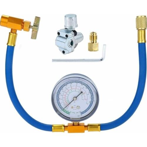 Car Air Conditioning AC R134A Refrigerant Recharge Measuring Hose With Gauge Adapter BPV-31 Bullet Piercing Tap Valve Kit