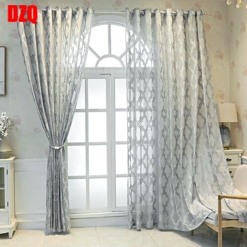 Modern Minimalist Geometric Curtains for Living Dining Room Bedroom Jacquard White Gray Heat Insulation Sunscreen Curtain
