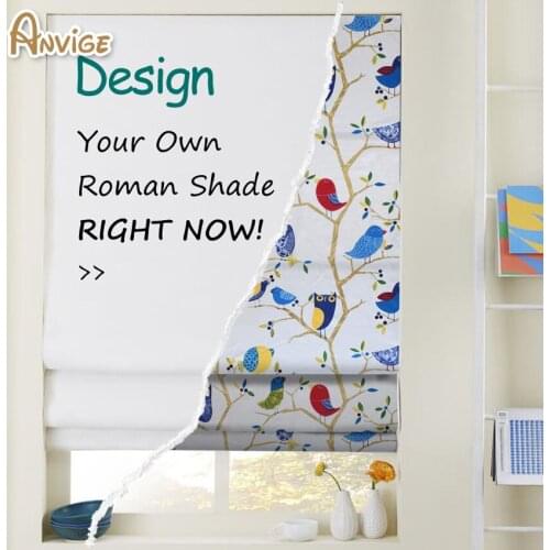 Anvige DIY Curtains Modern Cotton/Linen Cloth Roman Blinds Roman Shades For Living Room Window Treatment