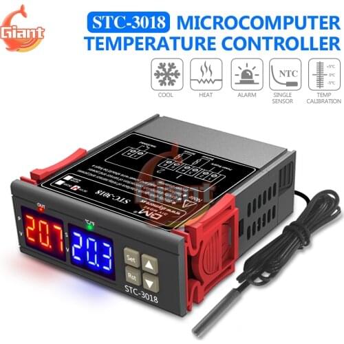 STC-3018 DC 12V Temperature Controller Thermostat Thermoregulator for Incubator Car Refrigerator Heater Cooling Digital Display