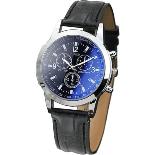 Blu Ray Glass Watch Neutral Quartz Simulates The Wrist Watch часы мужские relogio masculino reloj hombre montre homme #1