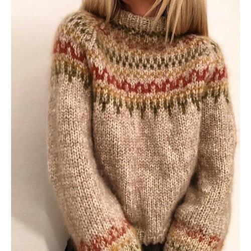 Women Thicken Warm Sweater Autumn Winter Vintage Oversize Pullover Jumper Long Sleeve Turtleneck Knit Sweater Casual Pullovers