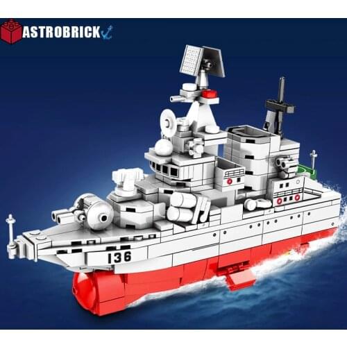 Type 965 Destroyer Building Blocks Military Series Cruise Missile Destroyer Model Bricks Toys For Children Birthday Gifts