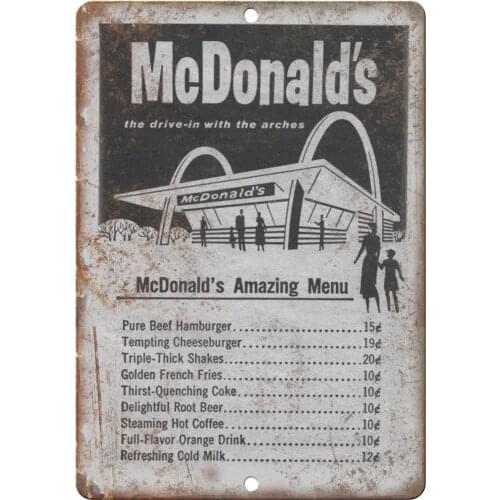 Adkult Vintage McDonalds Original Menu 10" x 7" Reproduction Metal Sign N13