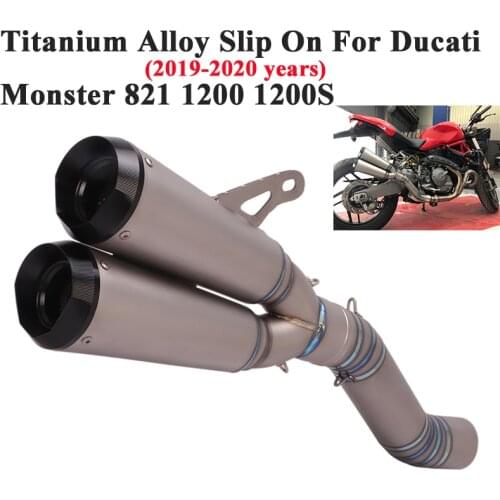 Titanium Alloy Slip On For Ducati Monster 821 1200 1200S Motorcycle GP Exhaust Escape Modify Link Pipe Muffler Carbon Fiber