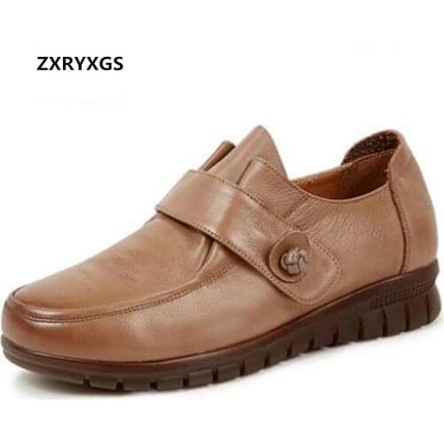 Large Size Soft Cowhide Women Flats Shoes Soft Sole Anti-Slip Wear-Resistant Comfort Casual Shoes Women Genuine Leather Shoes