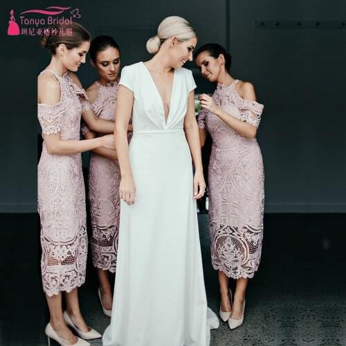 Cap Sleeve Mermaid Wedding Dresses Deep V-Neck Simple Elegant Bridal Gowns Backless Boho Vestido De Noivas 2021 ZW458