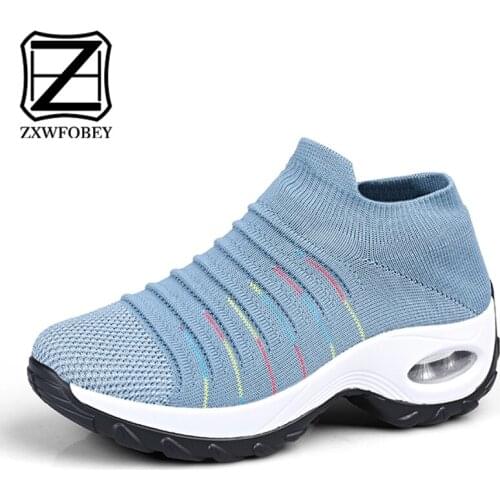 ZXWFOBEY Breathable Sneakers Women Non-slip High Quality Casual Sneakers Light High Heels Sneakers For Ladies Big size42