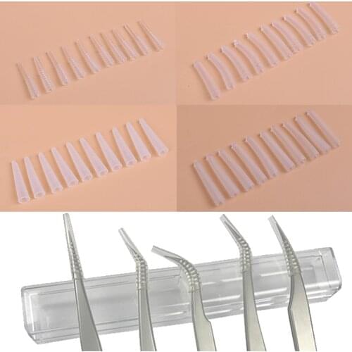 10Pcs Grafting Eyelashes Tips Covers Tweezers Silicone Cases Falling Bad Tweezers Sets Eyelashes Auxiliary Tools Transparent