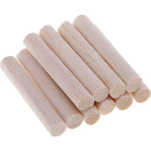 10 Pieces D10mm Round Blank Unfinished Balsa Wood Wooden Dowel Rod Pole for Woodcraft Hobbies DIY Craft Airplane Model Building