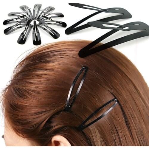 12pcs Women girls Simple Straight Hair clips Black snap Hairpins Scrunchies hair band clips barrettes girls hair accessories