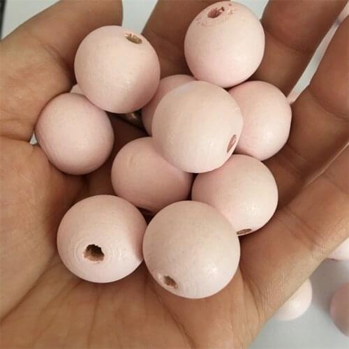 NEW 50PCS 20mm Natural Maple Tree Wooden Beads DIY Craft Jewelry Findings Wood Charms Baby Pink Color Wood Beads
