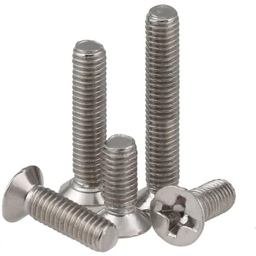 50PCS Nickel-plated Cross Phillips Countersunk Head Screw Bolts M1.4 M1.6 M2 M2.5 M3 M4 Length 3-20mm