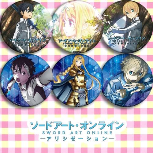 58mm sword art online SAO Alicization Kirigaya badges brooch Backpack Deco