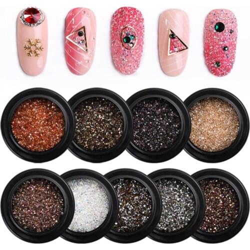 9 Box/set Micro-drilled Mixed Broken Diamond Crystal For Nail Art Decorations Diy Design Manicure Diamonds