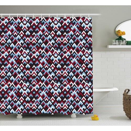 Abstract Shower Curtain Geometric Triangle Shaped Modern Figures in Gradient Tones Image Home Decoration Bathroom Curtains
