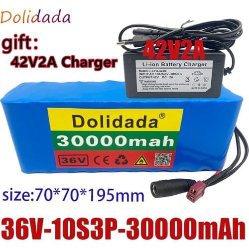 10S3P 36V 30Ah 500W high power capacity 42V 18650 lithium battery pack 30Ah electric bicycle bicycle scooter BMS Tplug+charger