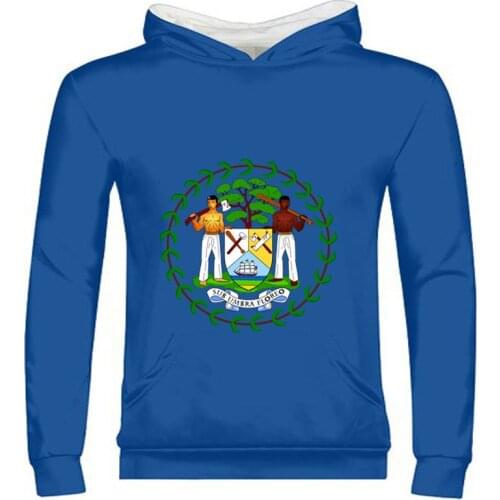 BELIZE male youth free custom made name number photo blz country zipper sweatshirt bz belizean diy nation flag boy clothing