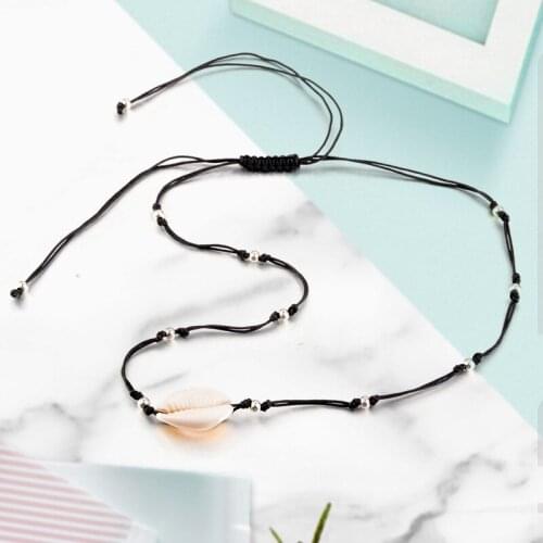 CHENGXUN Trendy White Shell Pendant Necklace Women Rope Chain Beach Charm Jewelry Conch Accessory Summer Vacation