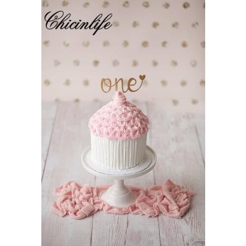 Chicinlife 5Pcs Glitter 1St First Birthday One Cake Cupcake Toppers Boy Girl Baby Kids Party baby shower Decorations supplies