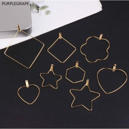 DIY Jewelry Accessories Copper Plated 18k Gold Japanese and Korean Fashion Color Protection Geometry Pendant Earrings 10pcs