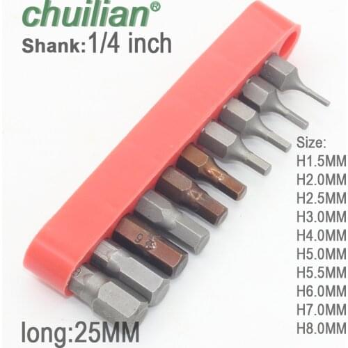 Long 25mm S2 alloy steel Hex Head Screwdriver Bits 1/4 Inch Hex Magnetic Electric Screwdriver Tools