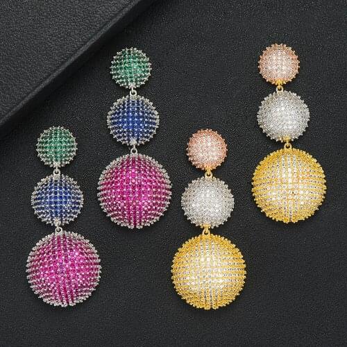 GODKI Jimbora 62mm 2019 Hot DUBAI Round Ball Long Pendant Earrings Nigerian Bridal Wedding Engagement Party Show Dangle Earrings