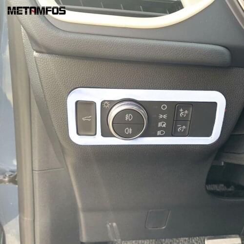 For Ford Kuga Escape 2020 2021 Head Light Lamp Adjust Control Switch Button Cover Trim Carbon Fiber Accessories Car Styling