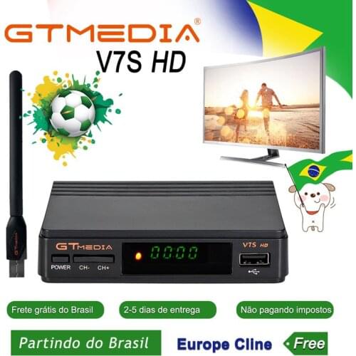 GTMEDIA V7S HD DVB-S2 HD Satellite TV Receiver Support PowerVu Biss Key Newcamd Youporn full HD 1080P Ship From Brazil Decoder