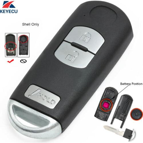 KEYECU Replacement Remote Key Fob Shell Case Replacement for Mazda 3 CX-3 CX-5 2B + Hold SKE13D-01