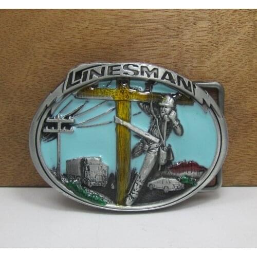 Buckle Club zinc alloy retro western linesman jeans gift cowboy belt buckle FP-02734 with 4cm width loop drop shipping