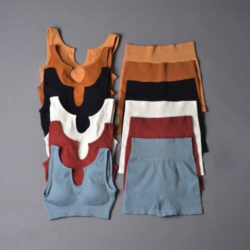 Newest 2 styles Women Seamless yoga sets Female Fitness Sports Suit GYM Sports bra High Waist shorts training Workout clothing