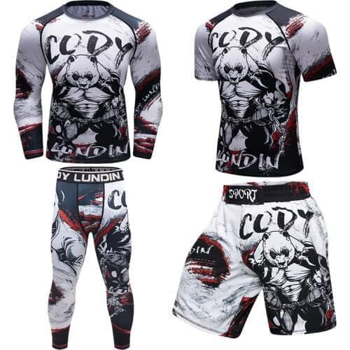 Cody Lundin Mens Fitness Compression Set Tights Gym Training Clothes Workout Jogging Sports Suit Running Rashguard Tracksuit