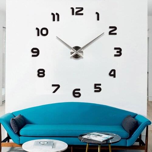 Wall Clock Large Modern Design Digital 3D Vintage Luminious Watch Horloge Diy Acrylic Mirror Quartz Reloj de Pared Brief Silent