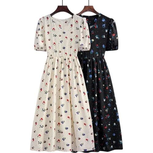 2021 New Womens Dress Fashion Japan Style Streetwear Flower Dresses Women Casual Summer Women Clothing Ankle-Length Dress Women