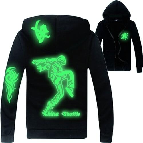 Clothes coat jacket back luminous male and female hip-hop dancing hoodies loose coat human bones, skeleton, cartoon, dragon coat