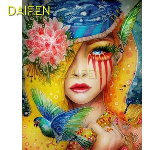Full Round Diamond mosaic bird 5D DIY Diamond painting Cross stitch yellow hair Full Square Diamond embroidery flower and girl