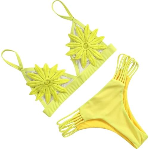Sexy Brazilian Bikini Floral Swimsuit Women 2021 Bikini Push Up High Waist Sexy Swimwear Women Solid Summer Biquini Bathing Suit