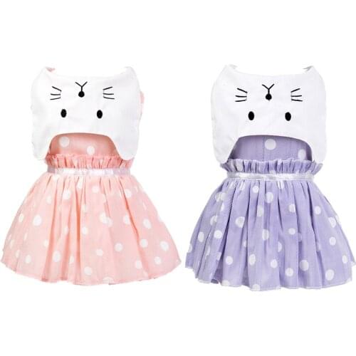 Cute Dog Dresses for Small Dogs Chihuahua Face Print Dress Skirt Puppy Cat Princess Clothes Apparel Vestidos Para Perritas