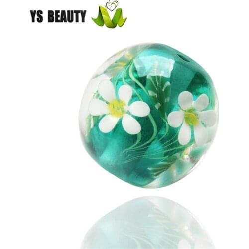 Hand-made glass lake blue flower beads factory original design production and sales of all kinds of lamp glass beads accessories